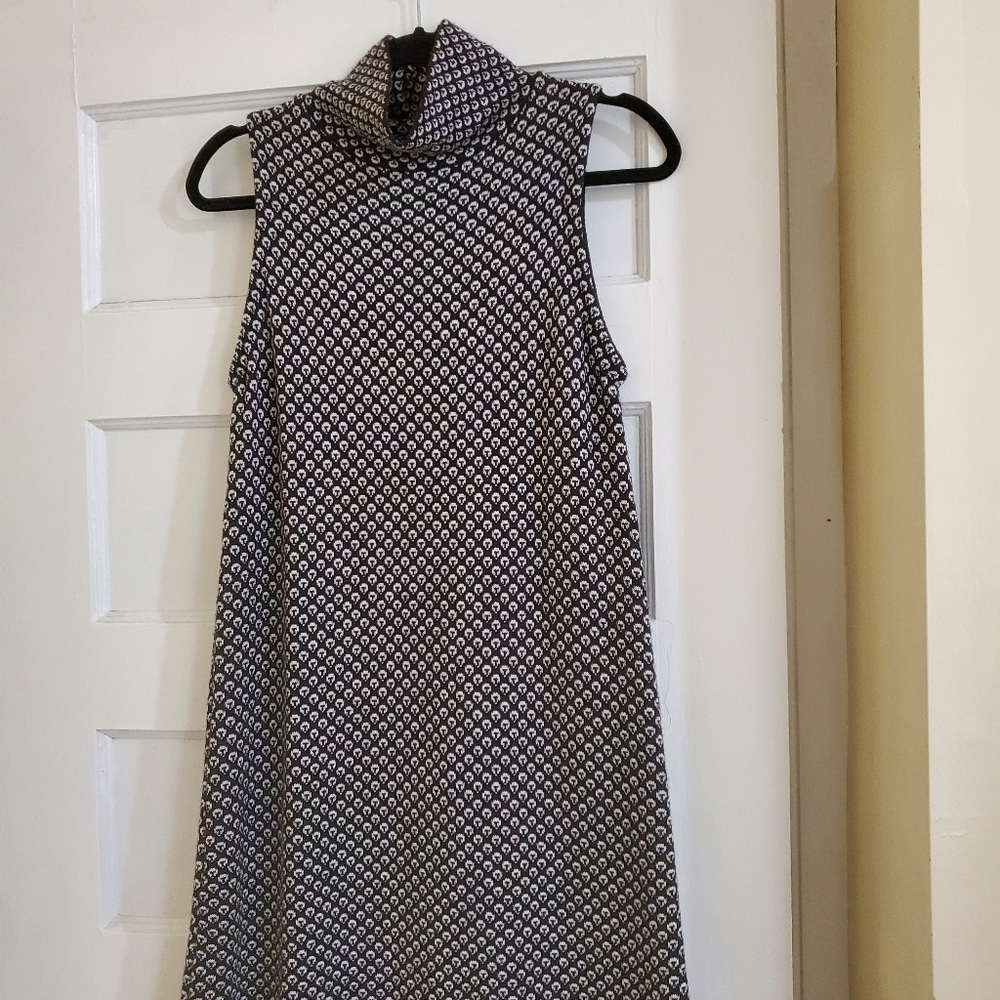 Black and white turtle neck knit dress